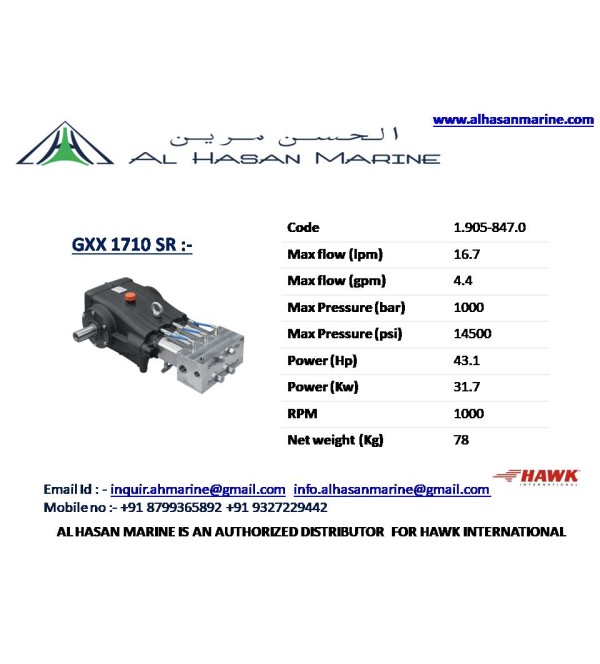 GXX 1710 SR  16.7 LPM 1000 BAR 